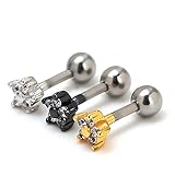 16g 4.7mm Clear Crystal Flower Ear Cartilage Barbell Helix Earlobe Studs Earrings Piercings 1/4