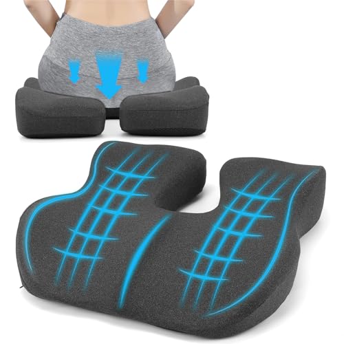 Almofada de Assento em Espuma de Memória – Design U Ergonômico, Distribui Peso e Conforto para Cadeira de Escritório/Carro, 43x42x9cm