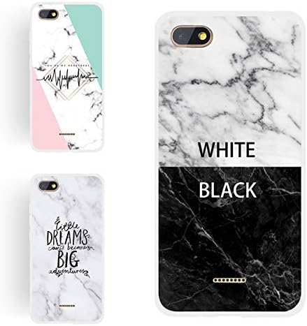 CUAgain 3 x Compatible with Xiaomi Redmi 6A Case Silicone Marble Cute Simple Vintage Pattern Design Pretty Cover Ultra Thin Slim Protective Bumper Girly Girls Boys Men Women - C