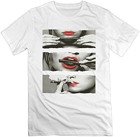 Men's Blunt Roll Red Lips Cotton Short Sleeve T Shirts