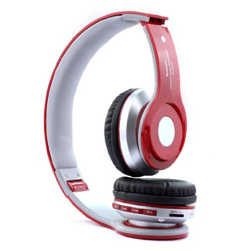 Doinshop Foldable Wireless Bluetooth Stereo Headset Mic for Iphone Samsung HTC (Red)