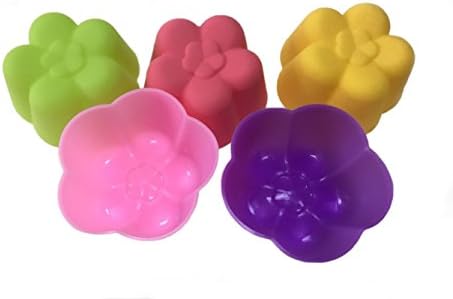 LRRH 10 Pcs Silicone Cake Mold Reusable Baking Cup / Muffin Cup Model / Cake Lining - Colorful, Non-stick / Heat Resistant (flower)