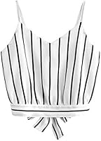 MakeMeChic Women's Self Tie Back V Neck Crop Cami Top Camisole 2-White One-Size