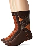 Ben Sherman Men's 3 Pack David Crew Sock, Brown, Sock Size:10-13/Shoe Size: 6-12