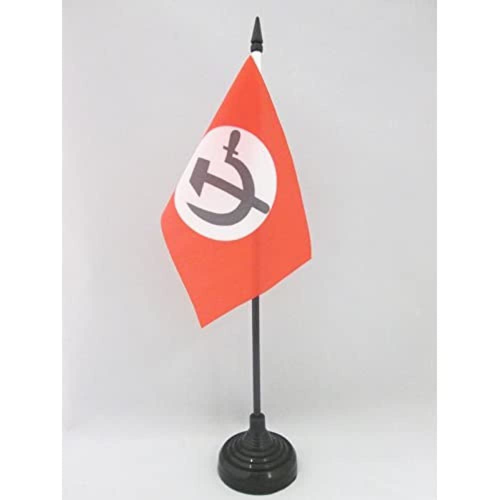 AZ FLAG - National Bolshevik Party Table Flag 4'' x 6'' - communist Russian Office Mini Banner 100% Polyester 15 x 10 cm - Mini Desk Flag with 10'' Pole and Black Plastic Base