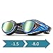 wave Prescription Swim Goggles Mirror Coated, Optical Corrective Swimming Goggles Scratch Resistant, Anti-Fog, UV Protection Nearsighted, Allergy-Free, Free Ear Plugs & Nose Piece (Blue, 2.0)