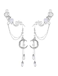 Aifeer - Pendientes de filigrana perforados a mano para mujer, diseño de elfo, para novia, boda, flor, luna, joyería