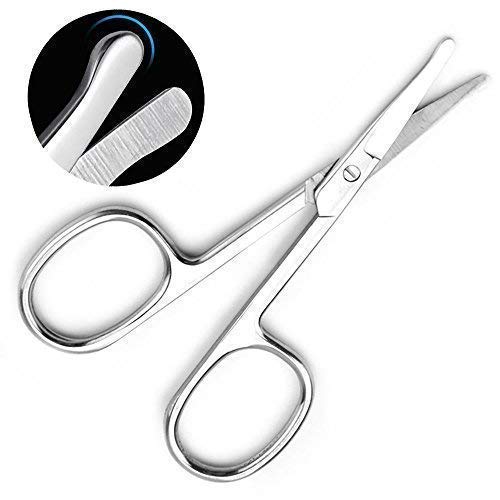 Moustache Trimmer,Eyebrow and Nose Hair Scissors For Men&Woman,Curved and Rounded Facial Hair Scissors - Moustache Scissor, Beard Trimming Scissors Beard Eyebrow Trimmer Scissors Stainless Steel Set - Thumbnail 3