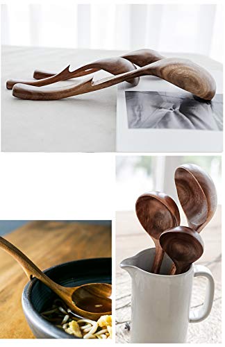 UBae Classic Wooden Kitchen Soup Ladle Natural Acacia Wooden Spoon Kitchen Utensil Spoon (3pcs Set)