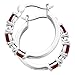 Platinum-Plated Brass 1 1/2 ct Natural Garnet Hoop Earrings with Diamonds, .875