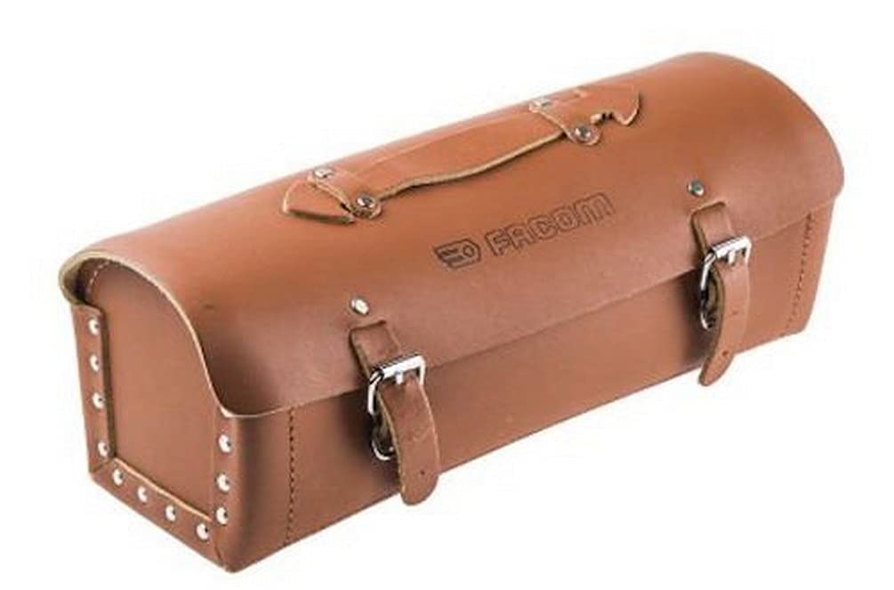 FACOM - Compact Leather Tool Bag - BV.100 - Tool Bag - Professional or DIY Tool Case - Robust and Durable - Tool Storage and Transport - Brown - Small