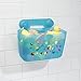 mDesign Hanging Plastic Bath Toy Holder and Organizer - Suction Cup Bathtub or Shower Caddy - Storage Bin Basket for Bathroom Organization - Bath Toy Strainer Bucket for Quick Drying - Aqua Blue