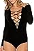 Pink Queen Women's Lace Up Bandage One Piece Tight Bodysuit Jumpsuit Size S Black