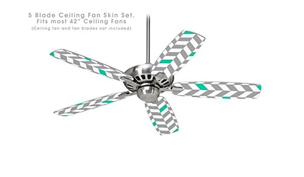 Chevrons Gray And Turquoise Ceiling Fan Skin Kit Fits Most 42