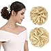 REECHO Thick 2PCS Updo Messy Hair Bun Curly Wavy Ponytail Extensions Hairpieces Hair Scrunchies for Women Girls Color Bleach Blonde