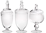 Clear Glass Apothecary Jars - Set of 3 - Wedding Candy Buffet Containers