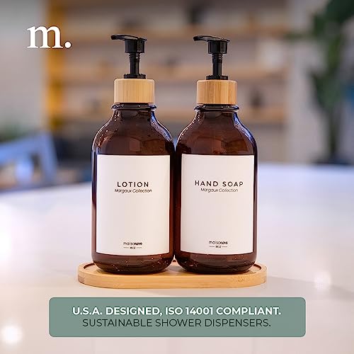 MaisoNovo Dish Soap Dispenser for Kitchen Bamboo Pump and Soap Tray