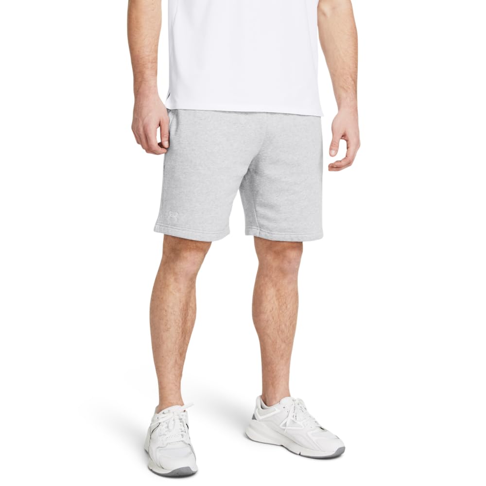 Under Armour Men's Rival Fleece Shorts, (011) Mod Gray Light Heather / / White, Large Image