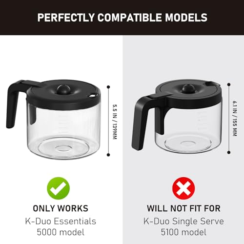 12-Cup Coffee Pot Replacement Compatible with Keurig 5000 & K-Duo Essentials Hot & Cold Brewer Models (NOT Fit K-Duo 5100 Single Server Model)