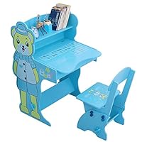 Bishelle-hm Toddler Study Table Children Writing Desk and Chair Set Home Bedroom Table Set for Boys Girls School Workstation (Color : Blue, Size : 62X60X105CM)