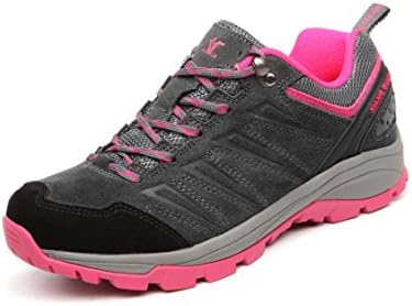 Women's Low Top Outdoor Hiking Shoe - Durable Fashion Trail Shoes Breathable Suede For Women Grey Pink