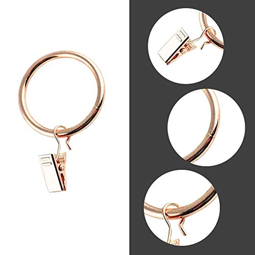 CUGBO 40Pack Curtain Clips Rings Strong Metal Decorative Rustproof Drapery Curtain Rod Ring with Clip for Windows, Bathroom, Home, Kitchen-1.65" OD-Gold - Thumbnail 3