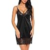 Dames Satijnen Strappy Nachthemd Sexy V-Hals Negligé Nachtjapon Nachtkleding Chemise Kanten Trim S-3Xl