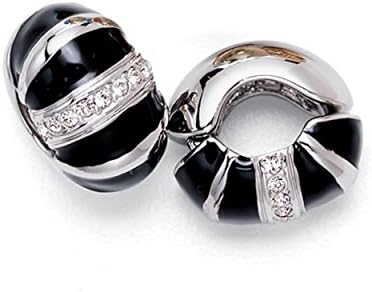 Silver Tone Black Segmented Reversible Hugs