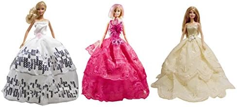 Barbie Party Gown, Evening Dress, Wedding Gown (3 Simply Dress Set) - Dolls NOT Included