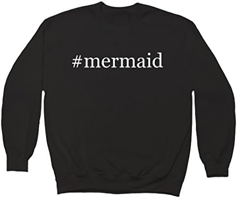 #mermaid - Hashtag Men's Crewneck Fleece Sweatshirt, Black, X-Large