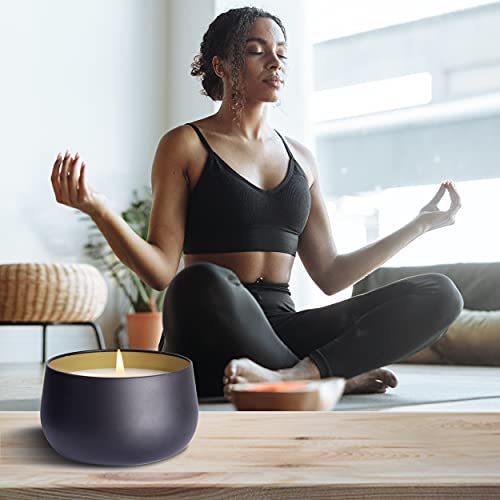 SIMPZIA Candle Tins, 24 x 8oz Candle Jars for Making Candles, Metal Tins with Lids, Candle Containers for Making Candles, Black Tins Each 8oz