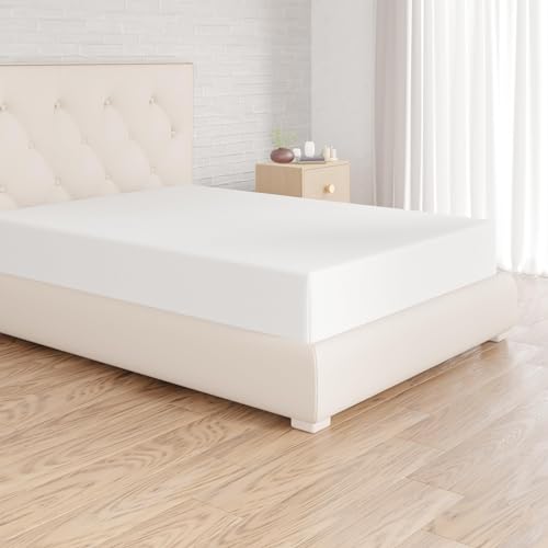 Amazon Basics Lenzuolo con angoli Piazza e Mezzo, 135 x 190 x 30 cm, in 100% Microfibra con altezza da 30cm, Bianco