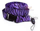 Purple and Black Zebra Animal Print Lanyard Key Chain Id Badge Holder