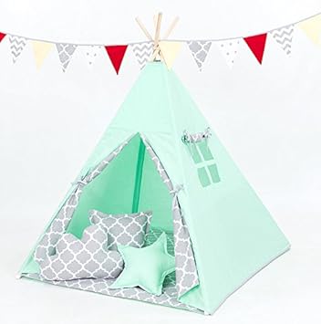 Solenzo Tipi Vert Et Gris Pour Chambre D Enfant Garcon Ou Fille Amazon Fr Jeux Et Jouets
