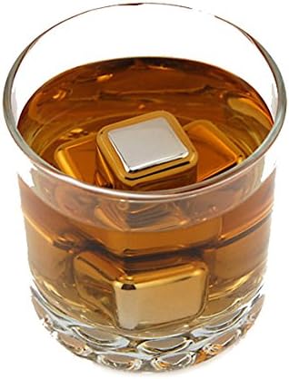 Great Valentine's Day Gift - Set of 8 Stainless Steel Whiskey Stones - Reusable Ice Cubes Keep Drinks Cold- Sipping Rocks for Whisky, Bourbon and Wine - Tongs &amp; Plastic Storage Ice Tray included