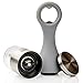 Pepper Mill and Bottle Opener, Salt or Pepper Grinder, Brushed Stainless Steel with Ceramic Grinding Mechanism, Salt and Pepper Shakers with Adjustable Coarseness Setting, Cleaning Brush By Er&Maks