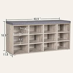 DINZI LVJ Shoe Storage Bench with Cushion, Cubby