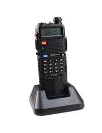 iSaddle Baofeng correa dual UHF VHF Radio Transceptor W Upgrade Versión 3800 mAh batería con auricular, Negro