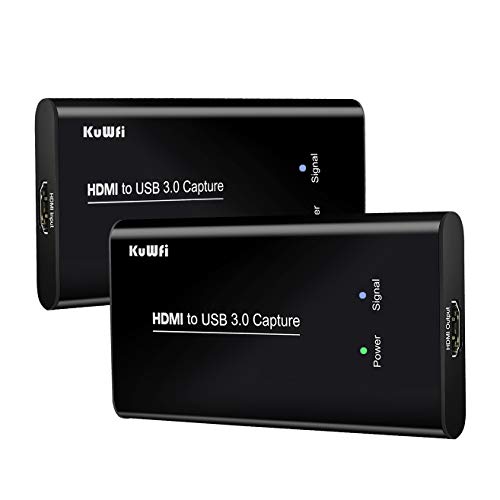 tarjetas de captura kuwfi para juegos de pc, hdmi a usb3.0 tarjetas de captura de audio y video transmisión de juegos transmisión de transmisión en vivo 1080p para computadora portátil / ps4 / swi / xbox