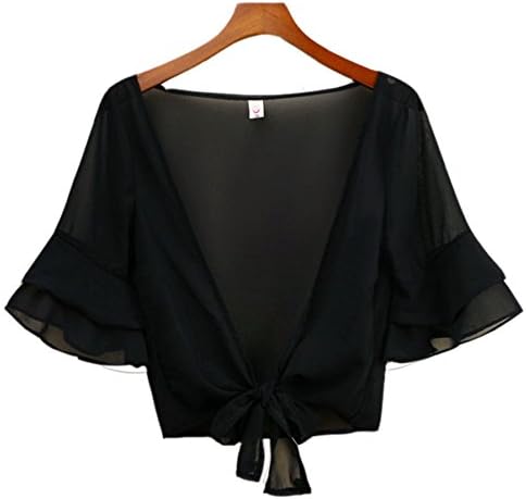 Uther Womens Half Sleeve Bolero Jacket Shrug Short Cardigan Dress Cover up Black XL