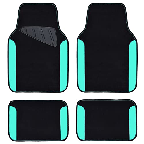 CAR PASS Rainbow Waterproof Universal Car Floor Mats (Black with Mint)