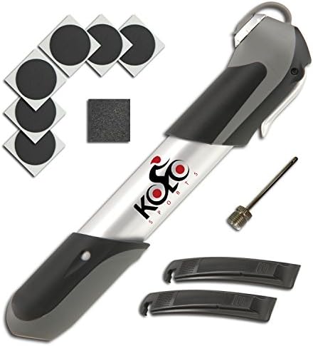 Kolo Sports Closeout Deal: Mini Bike Pump Bike Tire Repair Essentials Kit - Frame Mounted 120 Psi Aluminum Telescopic Pump - Presta & Schrader Compatible Valve
