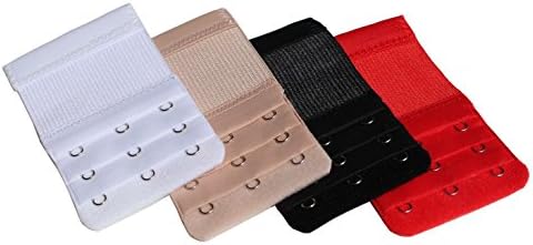 Bra Extender 2 Hooks/3 Hooks/4 Hooks 3 Rows Bra Extension Strap with Elastic(3 hooks, black white red beige)