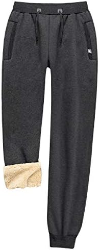 CARWORNIC Mens Warm Sherpa Lined Joggers Pants Winter Casual Sport 