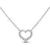 Polar Light Diamonds Necklace Heart Pendant, [Certified Canadian Diamonds] Sterling Silver Necklace
