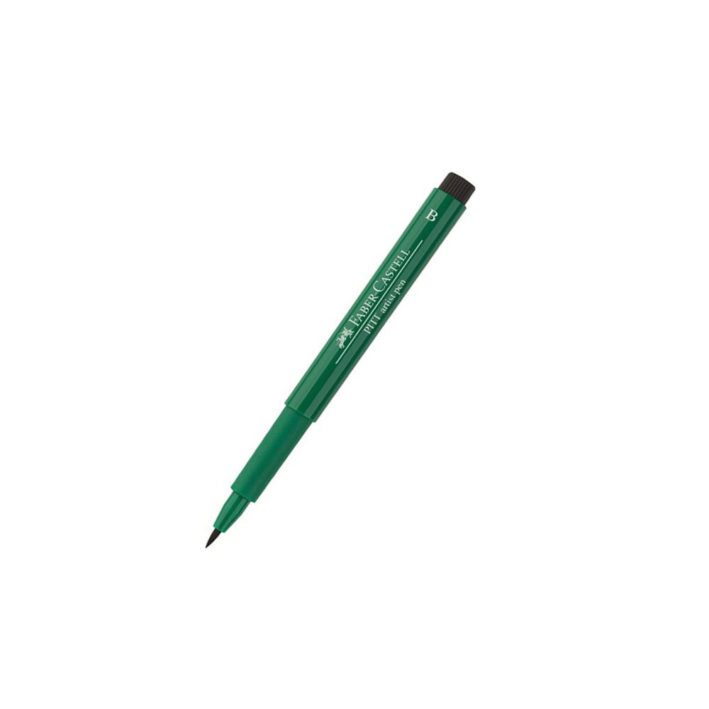 Faber-Castell Art & Graphic Pitt Artist Pen Brush India Ink, Dark Phthalo Green, Single, for Art, Craft, Drawing, Sketching, Home, School, University, Colouring