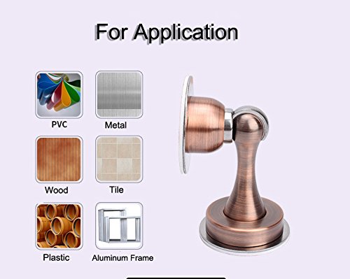 SANSUM Magnetic Door Stop Stainless Steel Door Stopper Bumper, 3M Double-Sided Adhesive Tape Doorstop Door Suction Holder No Need to Drill/Drill 2 in 1