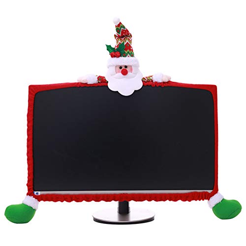 Orgrimmar Santa Claus Christmas Computer Monitor Cover for 19″ – 27″ Screen Dustproof Elastic Computer Cover TV Screen Protector for Home Mall Office Photography New Year(Santa Claus)