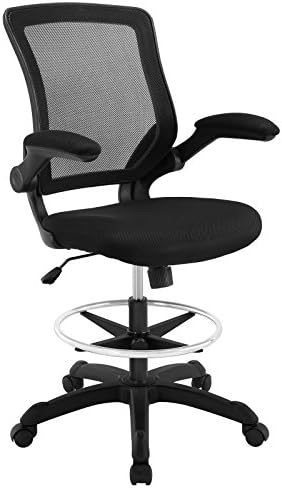 Modway Veer Drafting Chair Reception Desk Chair Flip Up Arm Drafting Chair In Black Furniture Decor Amazon Com
