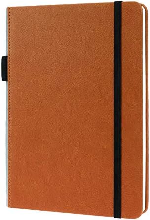 Classic Hardcover Dotted Notebook Journal - A5 Premium Thick Paper Faux Leather Writing Notebook with Pen Loop, Inner Pocket + Page Dividers Stickers, 8.25" x 5.7"